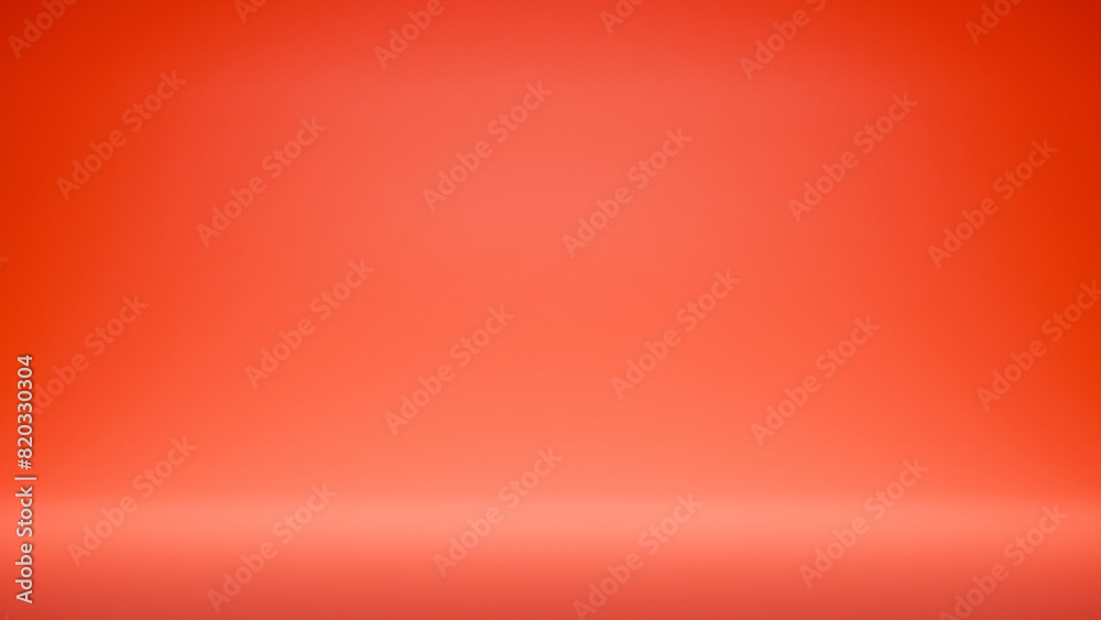 Poster Red empty bright background empty copy space. festive advertising background - best place for your text and design, product placement show room. red color minimalistic backdrop with spotlight gradient