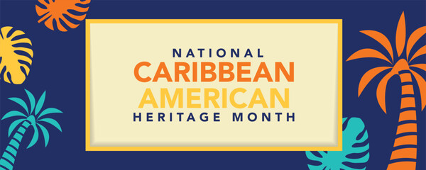 Caribbean American Heritage Month in June. Culture Month to the people of America. Celebrate annual with festival. Happy holiday. Poster, card, banner and background. Vector illustration