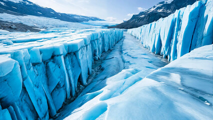 Beautiful ice blue glacier 16:9 with copyspace