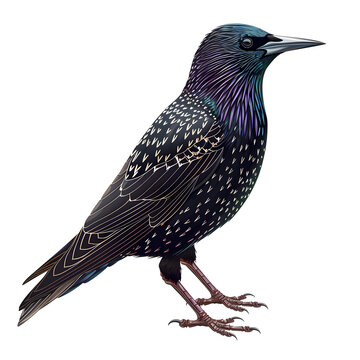 recommend clip art: Vector 3D illustration of a common starling bird on a white background. Suitable for crafting and digital design projects.[A-0001]