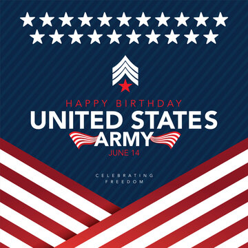U.S. Army Birthday June 14. Military background. Design with patriotic stars. Poster, card, banner, background design. EPS 10.