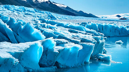 Beautiful ice blue glacier 16:9 with copyspace