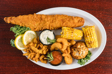 Fried seafood platter