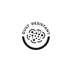 Dust resistant symbol or dust resistant label vector isolated. Best dust resistant symbol for product packaging design and more.
