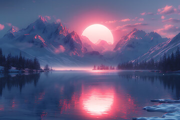 Breathtaking Mountainscapes at Sunset: Empty and Serene