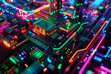 Obraz premium Colorful tech nodes