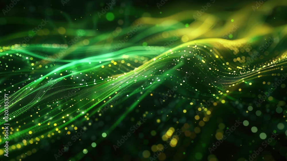 Canvas Prints abstract futuristic background with green and yellow glowing neon moving high speed wave lines and b