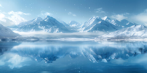Peaceful Mountainscape on Calm Waters