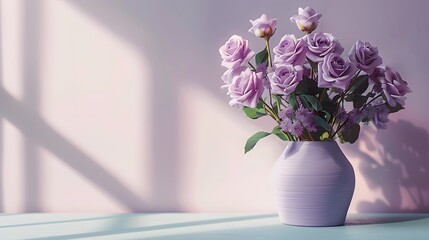 A serene bouquet of purple flowers basking in gentle light