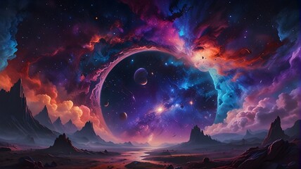 Fototapeta premium Apocalyptic Vision: The Cosmic Finale - Surreal Depiction of the End of the Universe