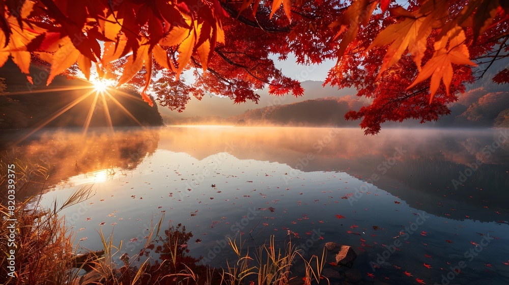 Wall mural beautiful mountain fairy tale landscape in autumn