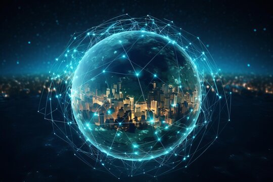Futuristic digital globe with network connections