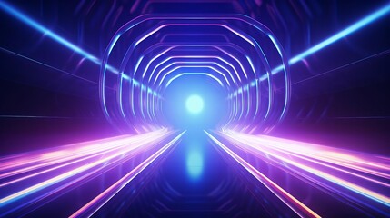 Futuristic tunnel with neon lights