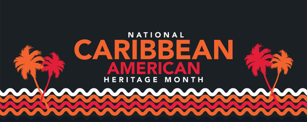 Caribbean American Heritage Month in June. Culture Month to the people of America. Celebrate annual with festival. Happy holiday. Poster, card, banner and background. Vector illustration