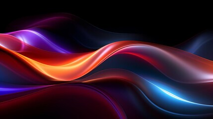 Fototapeta premium Glowing neon waves in a dark space