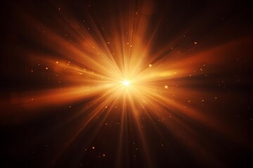 Naklejka premium Glowing orange light burst in a dark background