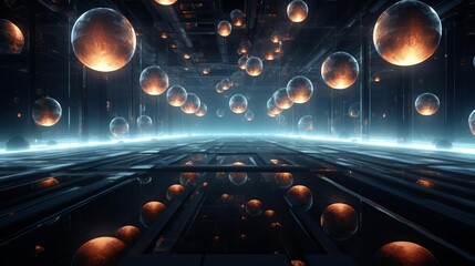 Glowing orbs in a digital space