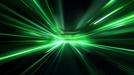 Obraz premium Green neon light streaks in motion