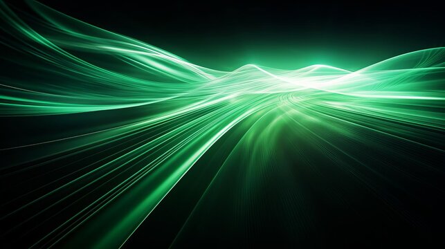 Green neon light streaks in motion