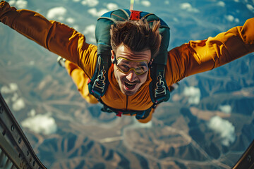 Adrenaline rush: skydiver in freefall