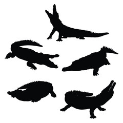 Crocodile Silhouette Art Vector Illustration Bundle
