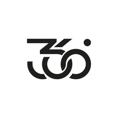 A simple flat of 360 degrees in black color on a white background