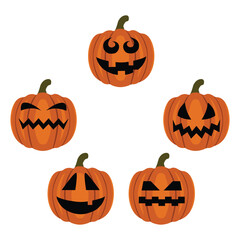 Set of Halloween Pumpkin Head Artwork