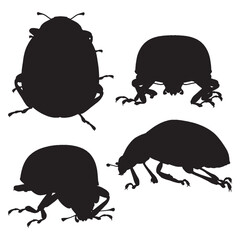 Ladybird Silhouette Art Vector Illustration Set