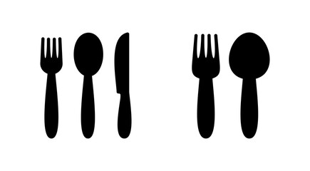 spoon and fork icon set. spoon, fork and knife icon vector. restaurant icon