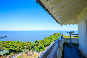 初夏の竹崎城址展望台から見た景色　佐賀県太良町　The view from the Takezaki Castle ruins observation deck in early summer. Saga Pref, Tara town.