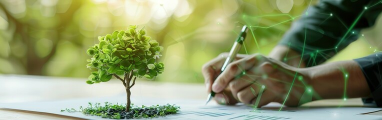 Businessman planning on environmental. ESG environmental social governance investment business concept