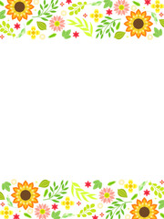 フラットでかわいい花と植物のフレーム型テンプレート