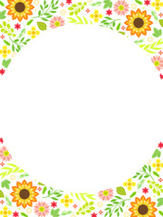 フラットでかわいい花と植物のフレーム型テンプレート