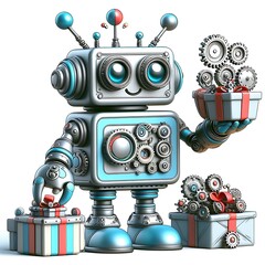 3D render Delightful Robot with Antennas and Gears