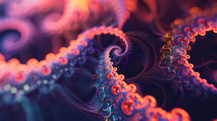 close-up view of an animated fractal background.

