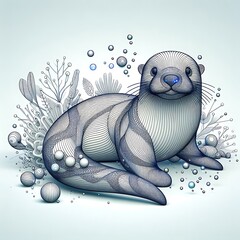 3D render Lovely sea otter