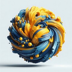 3d render Vibrant Yellow and Blue Oil Paint Strokes