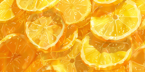 Slices of fresh juicy lemons as background, top view Various dried fruits, healthy lifestyle. 

