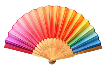 Colorful rainbow hand fan.