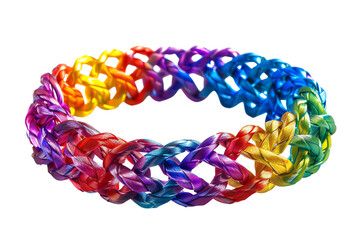 Rainbow loom bands bracelet, isolated on black background