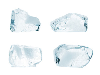 Obraz premium Crystal clear pieces of ice isolated on white, set