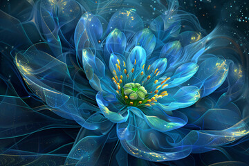 Water lily bloom fractal background in close-up.
