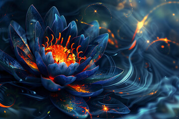 Naklejka premium Fractal background of a close-up view of a water Lily blossom. 