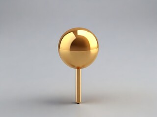 3D render gold push pin isolated