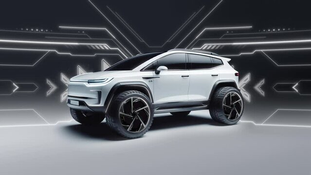 Modern technology car or electric car or ev car on clean technology background.