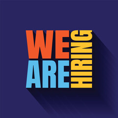 We are hiring 3d text logo for hunting employee. Colorful modern typography for hiring template. Job opportunity announcement.