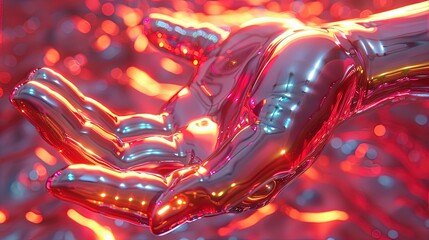 Metallic Hand in Bold Chromaticity. Fluid Figuratism.