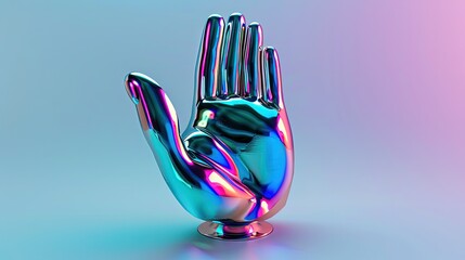 Metallic Hand in Bold Chromaticity with soft background.