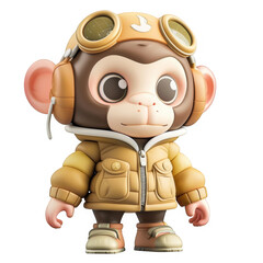 Fototapeta premium A cartoon monkey wearing a yellow jacket and goggles