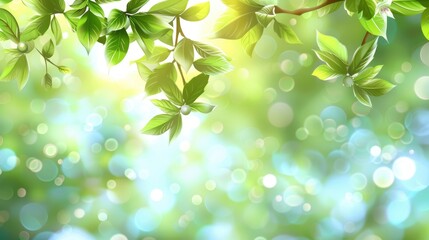 Obraz premium Spring Bokeh Nature Background With A Lush Green Abstract, High Quality